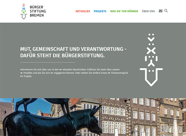 Webdesign aus Bremen für die Bürgerstiftung Bremen