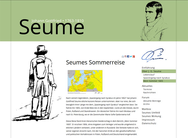 Webdesign, Grafikdesign und Suchmaschinenoptimierung aus Bremen für ein Online-Portal über den Dichter Johann Gottfried Seume
