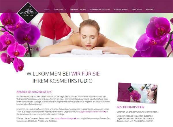 Webdesign und Grafikdesign für das Kosmetikstudio Wir für Sie in Bremerhaven