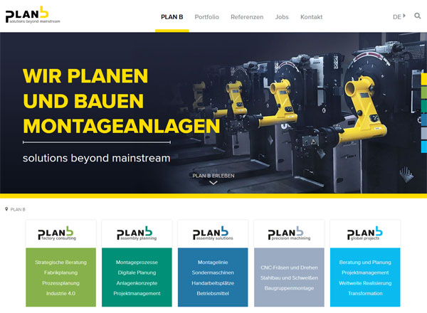 Webdesign und Suchmaschinenoptimierung aus Bremen für die Plan B Automation GmbH Bremen