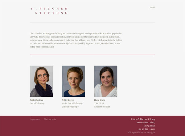 Webdesign für die S. Fischer Stiftung Berlin