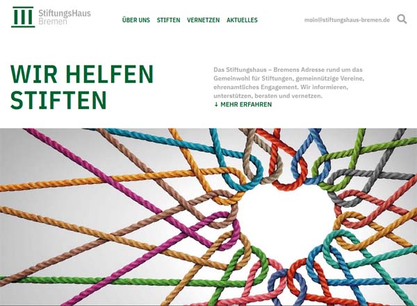 Webdesign aus Bremen für das Stiftungshaus Bremen