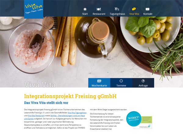 Webdesign und Grafikdesign für Viva Vita Integrationsprojekt Freising gGmbH